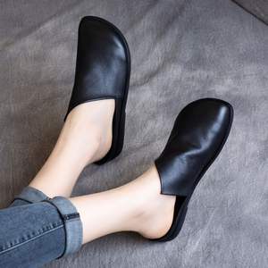 Nuevo Producto de Primavera, Zapatillas Planas de Verano Hechas a Mano con Parte Superior de PU, Retro, Antideslizantes, con Cordones, Suaves, para Mujer - Product Image 3