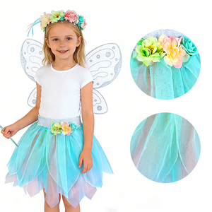 Jupe tutu de fée d'Halloween pour filles avec ailes de papillon, bandeau <span class=keywords><strong>halo</strong></span> et robe en polyester pour enfants - Product Image 3