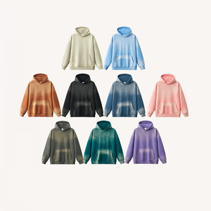 H5440 Hot Sales New Design Wholesale Custom 380 Gsm Cotton Blends Monkey Washed <b>Hoodies</b> Oversized Unisex <b>Hoodies</b> - Product Image 2