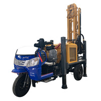 Foreuse hydraulique pneumatique diesel de type tricycle pour puits d'eau, avec moteur et boîte de vitesses, profondeur de forage max. 300 m