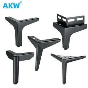 AKW Wholesale Furniture Accessories Hardware Bed Cabinet Leg Black Chrome Modern Metal Sofa Table Furniture Legs