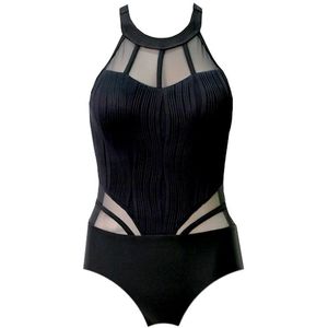 Traje de baño de una pieza para mujer, color negro, talla L, traje de baño push-up de nailon con almohadillas para el pecho, para piscina y vacaciones - Product Image 2