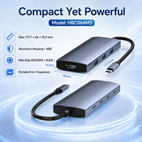 Base de Conexión USB-C 8 en 1 con 4K+60Hz para 100W PD, 3*10Gbps USB-C Gen2 y 3*10Gbps USB-A 3.2, Carcasa de Aluminio, Disponible en Stock