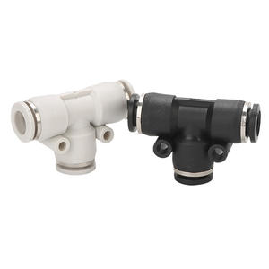ข้อต่อสายลมแบบ T-Type สามทาง ขนาด 8 มม. รุ่นใหม่ PE4/6/10/12/16 ข้อต่อแบบเร็วสำหรับระบบนิวเมติก ข้อต่อพลาสติกแบบเร็ว - Product Image 1