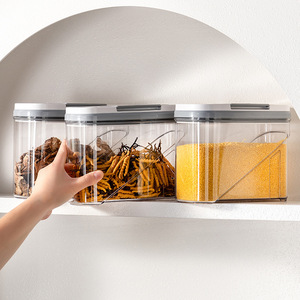 Kín Vuông Pp Nhựa Thực Phẩm Cấp Lưu Trữ Jar Với Xử Lý Thân Thiện Với Môi Countertop <span class=keywords><strong>Container</strong></span> Cho Bột Đồ Ăn Nhẹ Hạt - Product Image 2