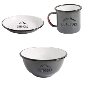 <span class=keywords><strong>Ensemble</strong></span> <span class=keywords><strong>de</strong></span> 12 pièces <span class=keywords><strong>de</strong></span> vaisselle blanche en émail, compatible lave-vaisselle (normes UE/US), avec impression <span class=keywords><strong>de</strong></span> logo personnalisé, <span class=keywords><strong>de</strong></span> qualité alimentaire, pour cuisine et camping, comprenant tasses, bols et assiettes - Product Image 3