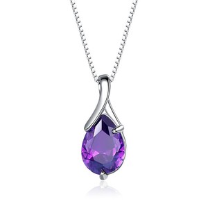 Collana con Ciondolo a Goccia in Cristallo Viola per Donne, Gioielli alla Moda con Catena - Product Image 1