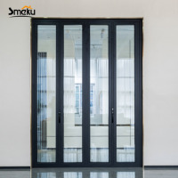Puerta Panorámica de Aluminio Negro Moderno Smeku, Plegable, con Marco Delgado, para Balcón y Patio