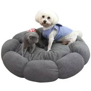 テディベルベット犬用ベッド抗不安抱きしめる暖かいドーナツ猫と犬用ベッド5色あり