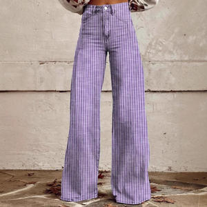 2024 nueva llegada para <span class=keywords><strong>Amazon</strong></span> Venta caliente Anti-Denim Stripes Cross-Border pierna ancha pierna recta Micro-Flare Jeans Skinny metálico - Product Image 1