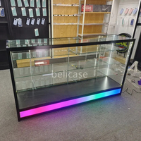 Vitrine d'Exposition en Verre de 6 Pieds avec Éclairage LED, Cadre en Aluminium, Comptoirs de Présentation sur Pied pour Magasin de Cigarettes Électroniques