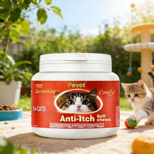 Huile EPA DHA Vitamine E Curcuma pour Peau Sèche et Démangeaisons, Soin des Poils Roux, de la Moulaison et des Taches, Friandise à Mâcher Douce pour Chats - Product Image 5