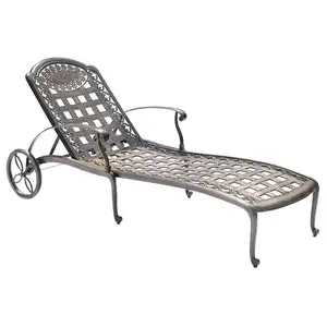 Venta al por mayor gartio de sol-Portátil plegable tumbona con cojín y ruedas al aire libre Chaise Lounge Banco silla Grden muebles
