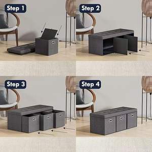 Nouvelle arrivée 2025, banc ottoman convertible <span class=keywords><strong>en</strong></span> lin gris personnalisé <span class=keywords><strong>en</strong></span> usine, pour le bout du lit, repose-pieds et grand <span class=keywords><strong>coffre</strong></span> de rangement pour jouets - Product Image 4