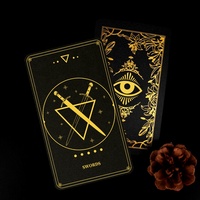 Conception de Logo Personnalisé Impression Carte de Tarot Feuille d'Or Papier Noir Grand Pont Oracle Carte de Tarot cartes d'oracle avec guide