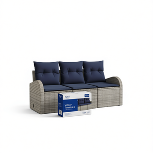 Sofá de Jardín Yabor de Poliratán de 3 Plazas, Resistente a la Intemperie, Diseño Contemporáneo - Product Image 1