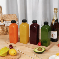 Bouteille de jus en plastique PET durable de 680 ml, forme carrée, avec bouchon anti-fuite, pour boissons fraîches, emballage en gros pour le marché américain.