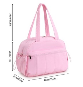 Pink Nylon Gym Duffel <b>Bag</b> With Adjustable Strap And Zipper Closure For Women Casual Use - Product Image 3
