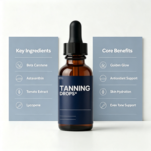 Gouttes de bronzage OEM de haute qualité saveur fraise, vitamines et astaxanthine pour l'éclat de la peau, soutien du collagène et un teint sain - Product Image 4