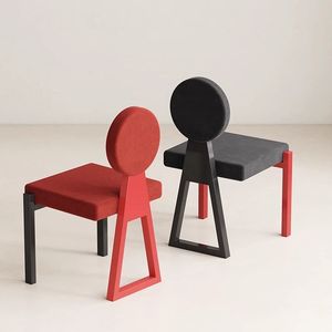 Modern Designer Dining Chair Upholstered Red Black Adult Use - Product Image 3