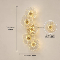 Applique murale florale en verre rechargeable à LED sans fil, lampe murale à batterie pour hôtel, chevet et décoration intérieure – En stock aux États-Unis