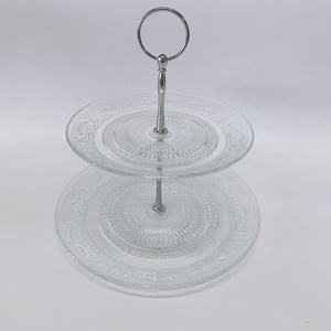 Assiette à gâteau en verre transparent en relief assiette à gâteau en verre - Product Image 1
