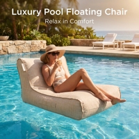 Chaise longue gonflable pour adultes, flotteur de piscine individuel recouvert de tissu avec dossier, pour hôtels et complexes hôteliers, personnalisable OEM