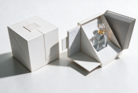 Boîte cadeau de parfum rigide à double porte, personnalisable avec logo, écologique, à fermeture magnétique, réutilisable et recyclable pour exposition