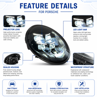 Ensemble de phares LED BK pour Porsche 911 2013-2018 992 Style Matrix Faisceau Plat Clignotant Séquentiel Plug and Play