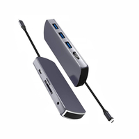 Jaya 8-Port USB 3.0 Type C Hub Adapter Thunderbolt 3 Docking Station untuk Pembaca Kartu 2.1 TF/SD Pengisi Daya PD Paduan Aluminium Stok Tersedia