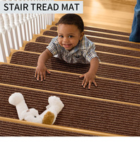 Tapis de sol auto-adhésif en peluche à hauteur de pile de machine moderne Tapis d'escalier antidérapant de 15mm d'épaisseur pour chambre à coucher couleur unie