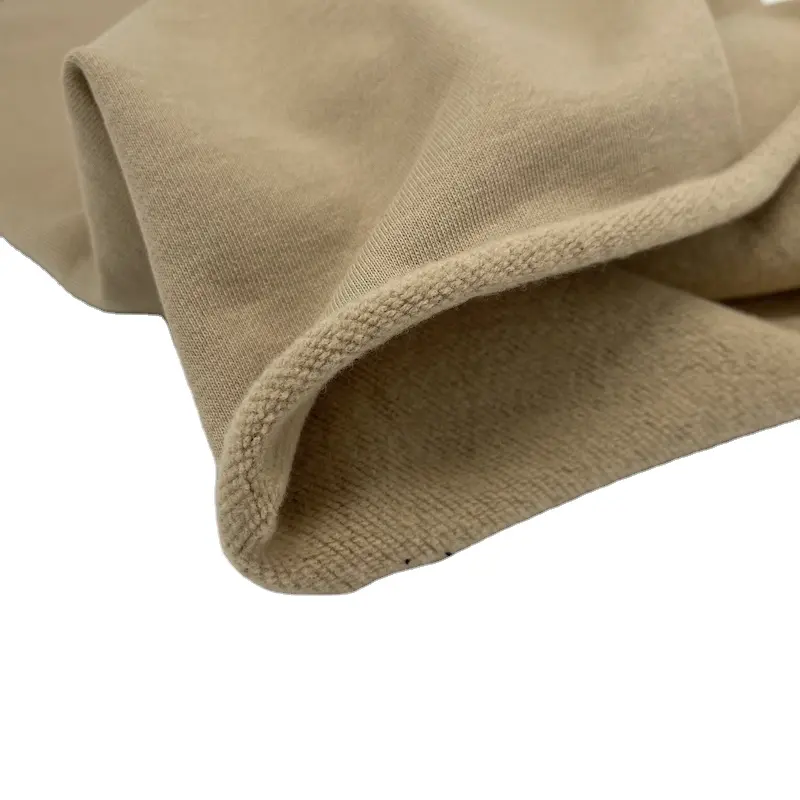 Tessuto in spugna francese lavorato a maglia spazzolato 100% cotone 380gsm personalizzato di fabbrica per felpa con cappuccio indumento