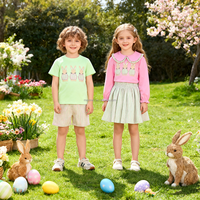 Vêtements pour filles Vente en gros Lapin de Pâques Applique avec grande fleur Robe à volants pour enfants Nouveau style de robes pour enfants pour filles