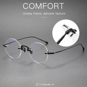 M3105 Gafas redondas de lujo sin marco de alta calidad para hombre, gafas Vintage sin montura, gafas de titanio, monturas ópticas de cornisa - Product Image 2