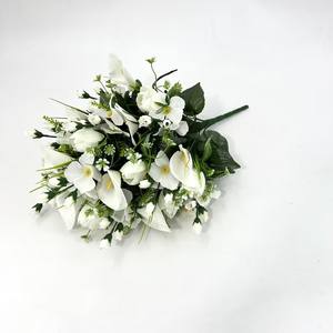 Prix d'usine 36 têtes 48cm Bush de fleurs artificielles funéraires de grande taille et Bush plat pour les événements de cimetière et commémoratifs - Product Image 2