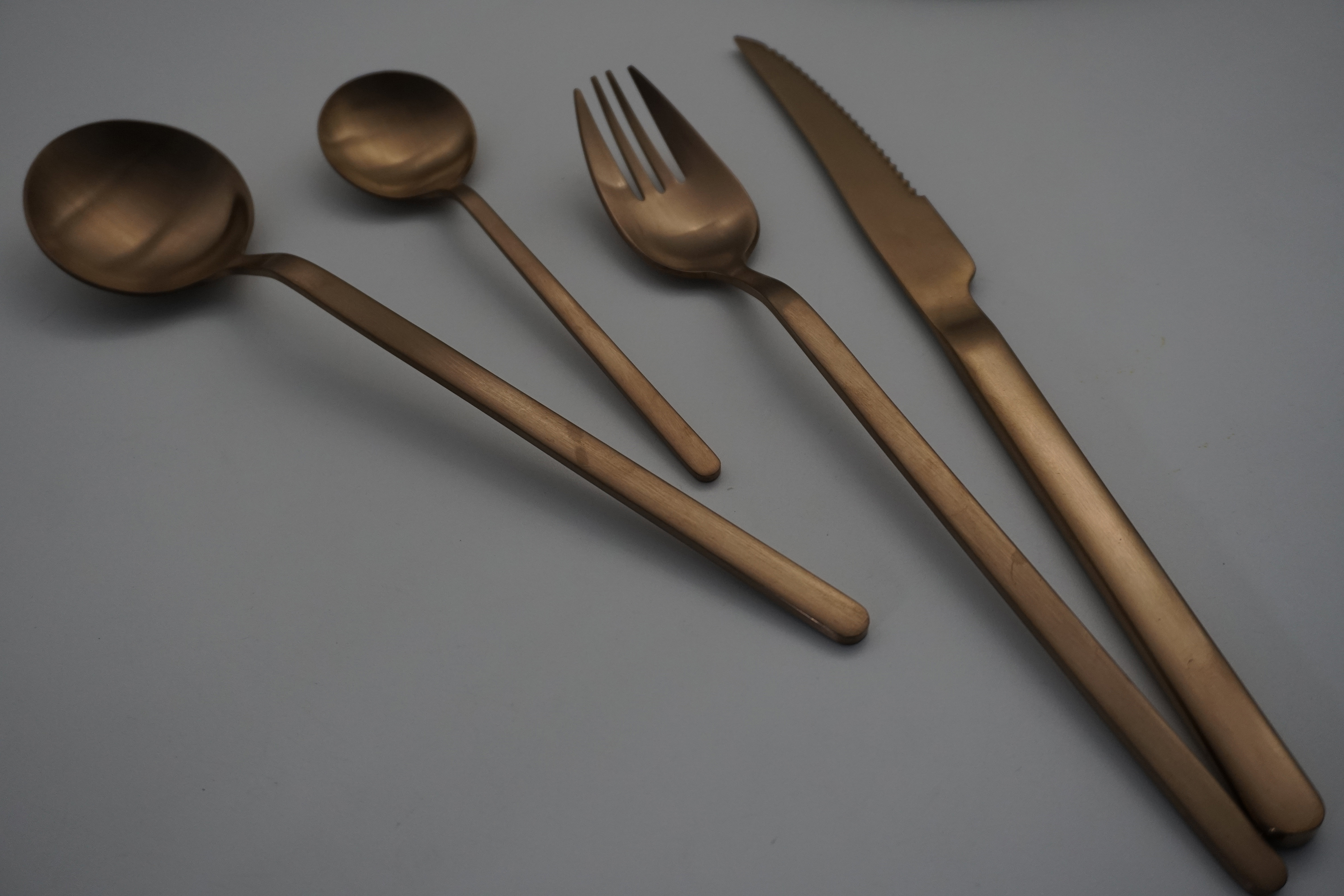 Customized Color Rose Gold Stainless Steel Wedding 4-Piece Cutlery Set Matte Finish Modern Design Custom Logo Spoon Fork Custom · image 3