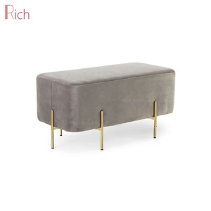Fábrica al por mayor de muebles para el hogar de Banco de acero inoxidable tela de Taburete PUF Otomano - Product Image 4