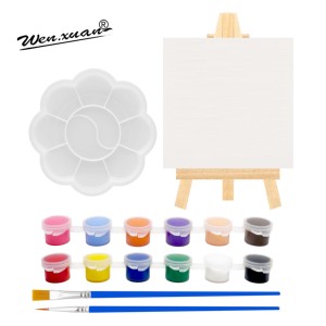 Mini juego <span class=keywords><strong>de</strong></span> pintura en lienzo pequeño y caballete incluye pincel <span class=keywords><strong>de</strong></span> pintura acrílica para la escuela <span class=keywords><strong>de</strong></span> niños - Product Image 1