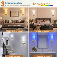 Lampes murales LED rechargeables à batterie amovible, télécommande tactile, gradation tricolore, style européen-américain