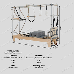 <span class=keywords><strong>Table</strong></span> de Pilates Trapeze 3-en-1 Caformer Professionnelle en Bois d'Érable <span class=keywords><strong>avec</strong></span> Conception Robuste pour la Remise en Forme et l'Utilisation en Studio de Pilates - Product Image 6