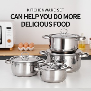 Grosir Pabrik 15 buah <span class=keywords><strong>Set</strong></span> panci peralatan masak anti lengket baja tahan karat tebal dengan bahan logam kapsulasi - Product Image 3