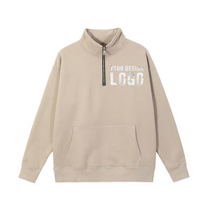 Sudadera con Capucha para Hombre, Estilo Urbano, Cierre de Cremallera, Cuello Alto, Color Sólido, Informal, de Algodón, Holgada, para Exteriores - Product Image 3