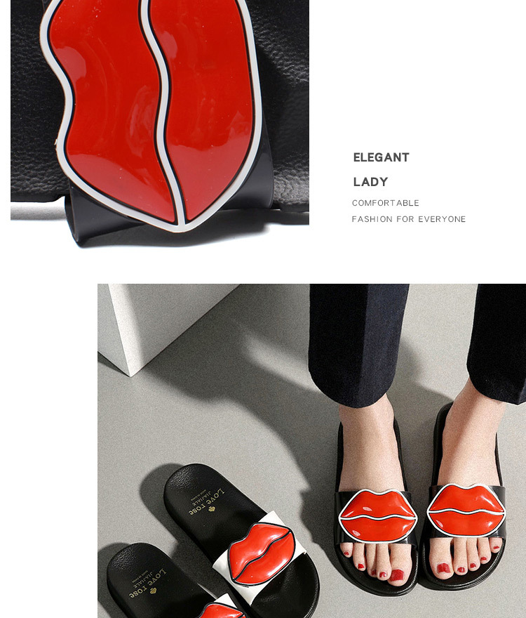 Fashion Lip Women Flat EVA Home Slippers Non-slip Indoor Outdoor EVA PVC Slides Shoes