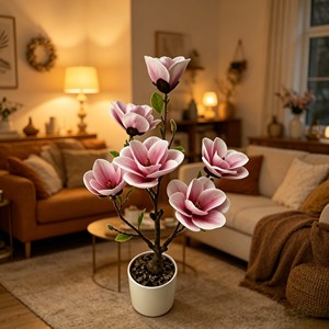 Artificial Magnolia <b>Tree</b> Realistic Real Touch Leaves and Flowers Perfect for Home Decor, Living Room, Wedding & Hotel Decor - Product Image 4