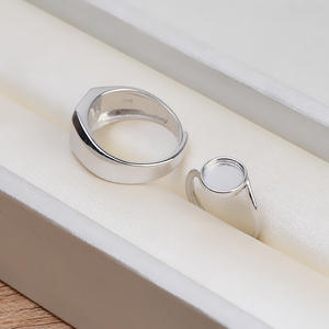 Accessoires pour anneaux en argent S925 à faire soi-même, paire d'anneaux pour cheveux en forme de pneu pour hommes et femmes, gel de finition semi-fini - Product Image 3