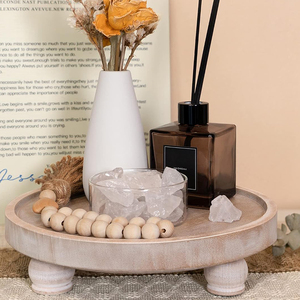 Support à bougie en bois, plateau rond de présentation pour plantes - Product Image 2