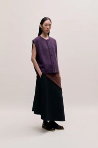 <strong>Purple</strong> Tweed Button Vest Men Round Neck Sleeveless Cardigan Wool Blend Layering <strong>Waistcoat</strong> - Product Image 4
