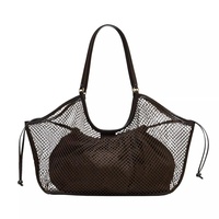 Sac fourre-tout tissé grande capacité 2 pièces/ensemble, sac à bandoulière en maille de nylon, sac à main de plage pour les vacances d'été, Bolsos De Playa - Vente chaude