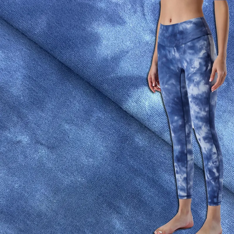 Tie Dye 25% Celana Yoga, Legging Olahraga Rajut Melar Nilon Daur Ulang 75% Spandeks untuk Kompresi Kebugaran