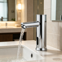 Robinet de lavabo automatique à détecteur de mouvement en acier inoxydable, à poser sur le plan, sans contact, prix usine abordable